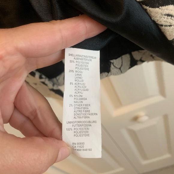 Vintage Kensie designer crop classic floral print button coat black and white - Picture 10 of 15